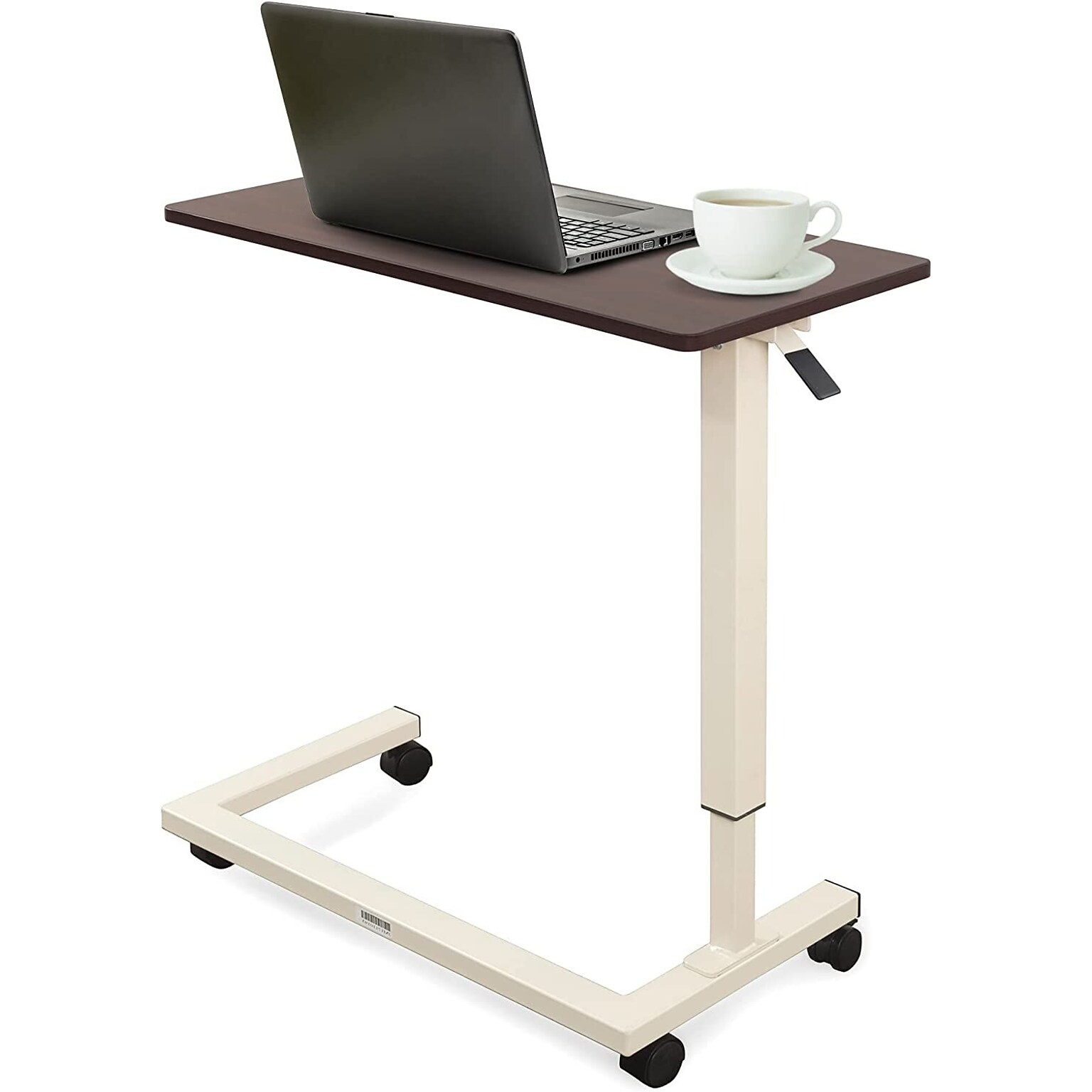 Medacure Adjustable Bedside Table w/ Wheels, 50 lb. Capacity, Mahogany (OB2845)