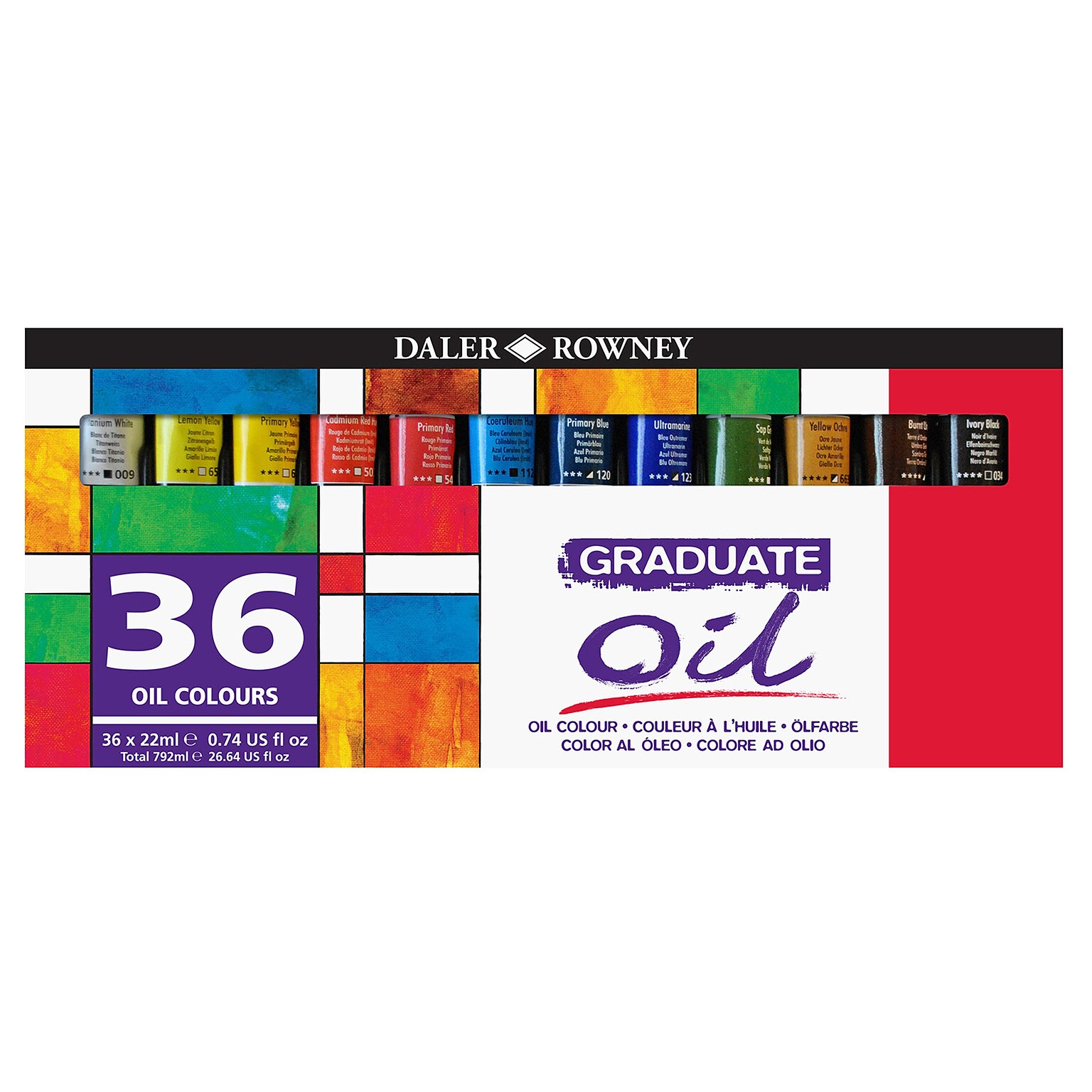 Daler-Rowney Graduate Oil Paint, Assorted Colors, 22ml, 36/Set (DRWD1175220363)