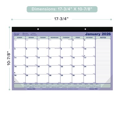 2026 Brownline Classic 17.75 x 10.875 Monthly Desk Pad Calendar, Blue/White (C181700)