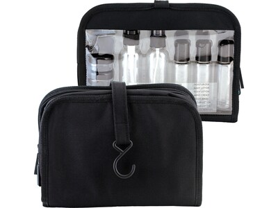 G Force 6.75" 12-Piece Plastic Toiletry Bag Kit, Black/Clear (36023)