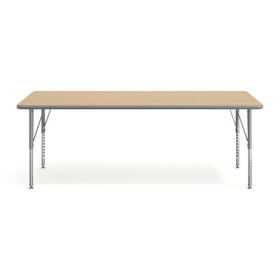 Flash Furniture Wren Rectangular Activity Table, 72" x 30", Height Adjustable, Light Natural Top/Silver Frame (XUA3072RECLNTP)