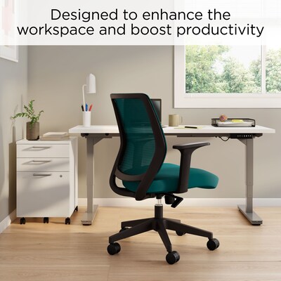 Staples Essentials Ergonomic Fabric Swivel Task Chair, Teal (UN60410)