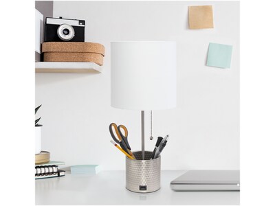 Simple Designs Table Lamp, Brushed Nickel/White (LT1085-BSN)