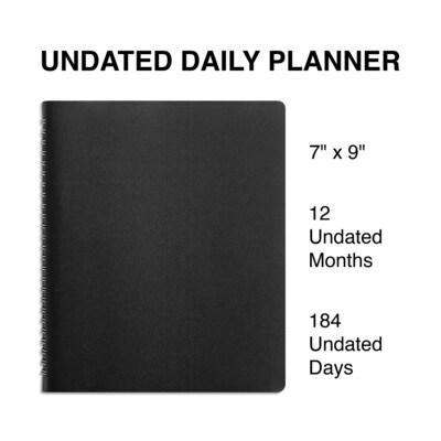 2024 Staples 7" x 8.75" Daily Planner, Black (ST60461-24)