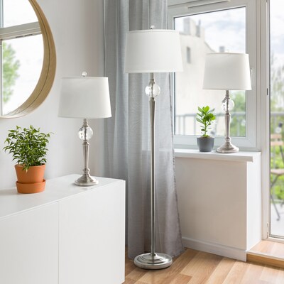 Lalia Home Classix 63"/29" Brushed Nickel Three-Piece Floor/Table Lamp Set with Tapered Shades (LHS-1000-BN)