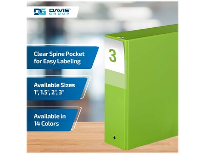 Davis Group Premium Economy 3" 3-Ring Non-View Binders, Lime Green, 6/Pack (2314-24-06)