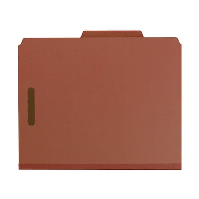 Smead 100% Recycled Pressboard Classification Folders, 2" Expansion, Letter Size, 2 Dividers, Red, 10/Box (14024)