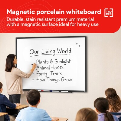TRU RED™ Magnetic Steel Dry Erase Board, Black Frame, 4' x 3' (TR61181)