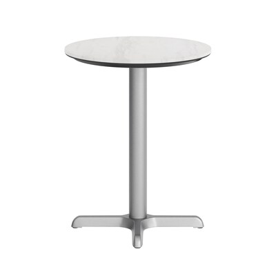Flash Furniture Acadia 24" Round Wooden Dining Table with X-Base, White Faux Marble/Silver Base (STRD24WMAT2222S)