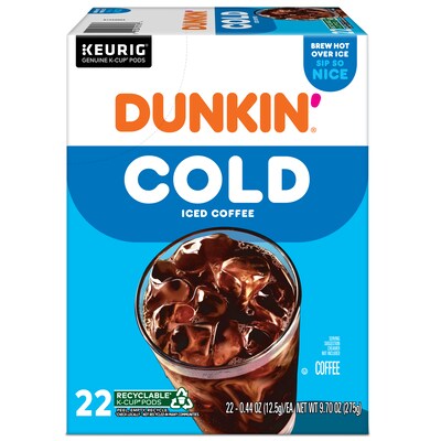 Dunkin' Cold Iced Coffee Keurig® K-Cup® Pods, Medium Dark Roast, 22/Box (5000369251)