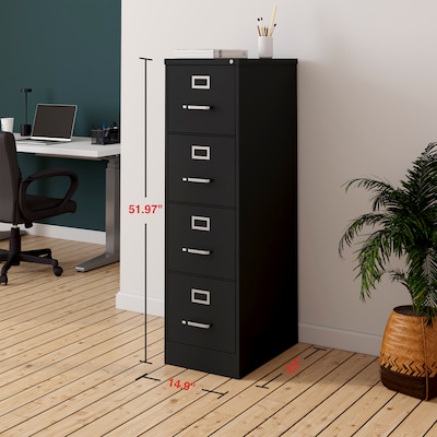 Quill Brand® 4-Drawer Vertical File Cabinet, Locking, Letter, Black, 22"D (22337D)