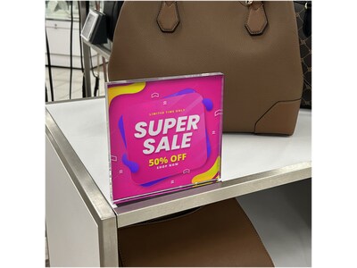 Azar Sign Holder, 6" x 6", Clear Acrylic, 2/Pack (104556-2PK)
