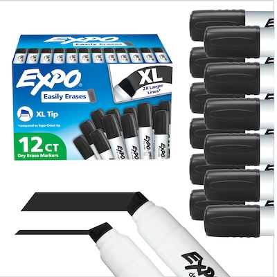 EXPO XL Dry Erase Markers, Black, 12/Pack (2227644)
