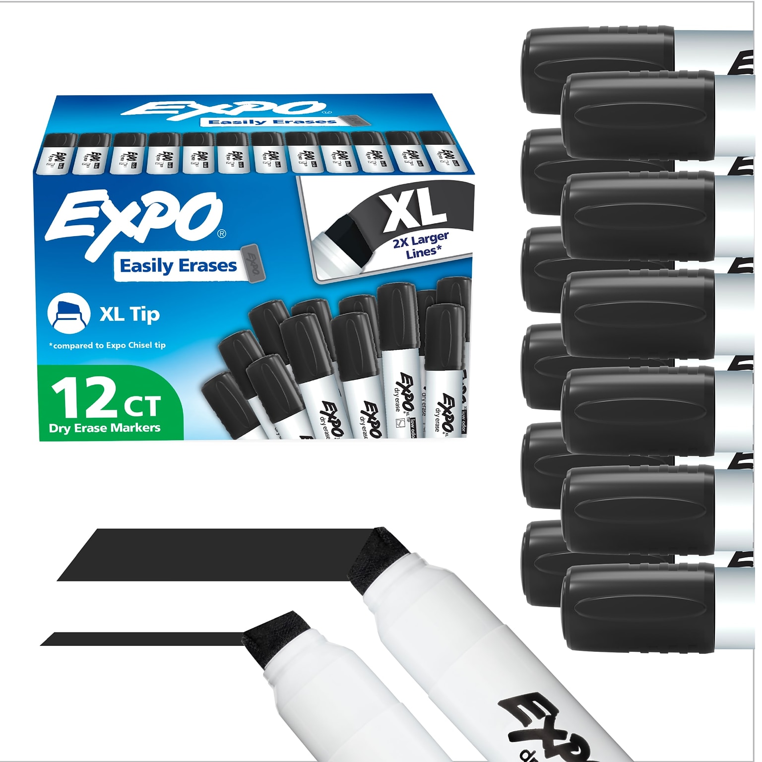EXPO XL Dry Erase Markers, Black, 12/Pack (2227644)