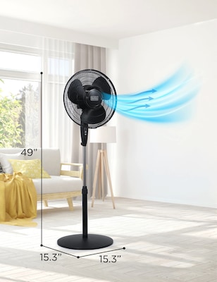 Black & Decker 16 Oscillating Pedestal Fan, 3-Speed, Black (BFSR16B)