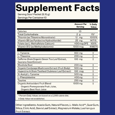 Blueshift Energy & Focus Forest Berry Powder Drink Mix, 10/Packets/Box, 2/Box (600-04167)
