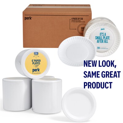 Perk™ Economy Paper Plates, 6, White, 1000/Carton (PK56517)