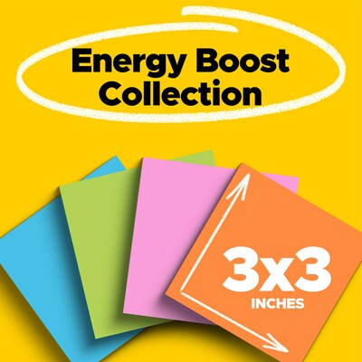 Post-it® Super Sticky Notes Cabinet Pack, 3 x 3, Energy Boost Collection, 70 Sheets/Pad, 24 Pads/P