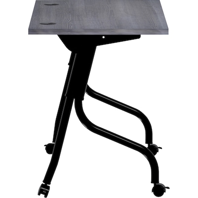 Lorell 48"W x 23.6"D Foldable Flip Top Training Table, Melamine, With Wheels, Charcoal (LLR59489)