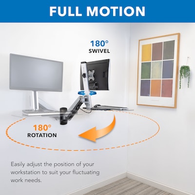 Mount-It! Sit Stand Wall Mount Workstation, Articulating Standing Desk for a Single Monitor, Floating Keyboard Tray (MI-7905)