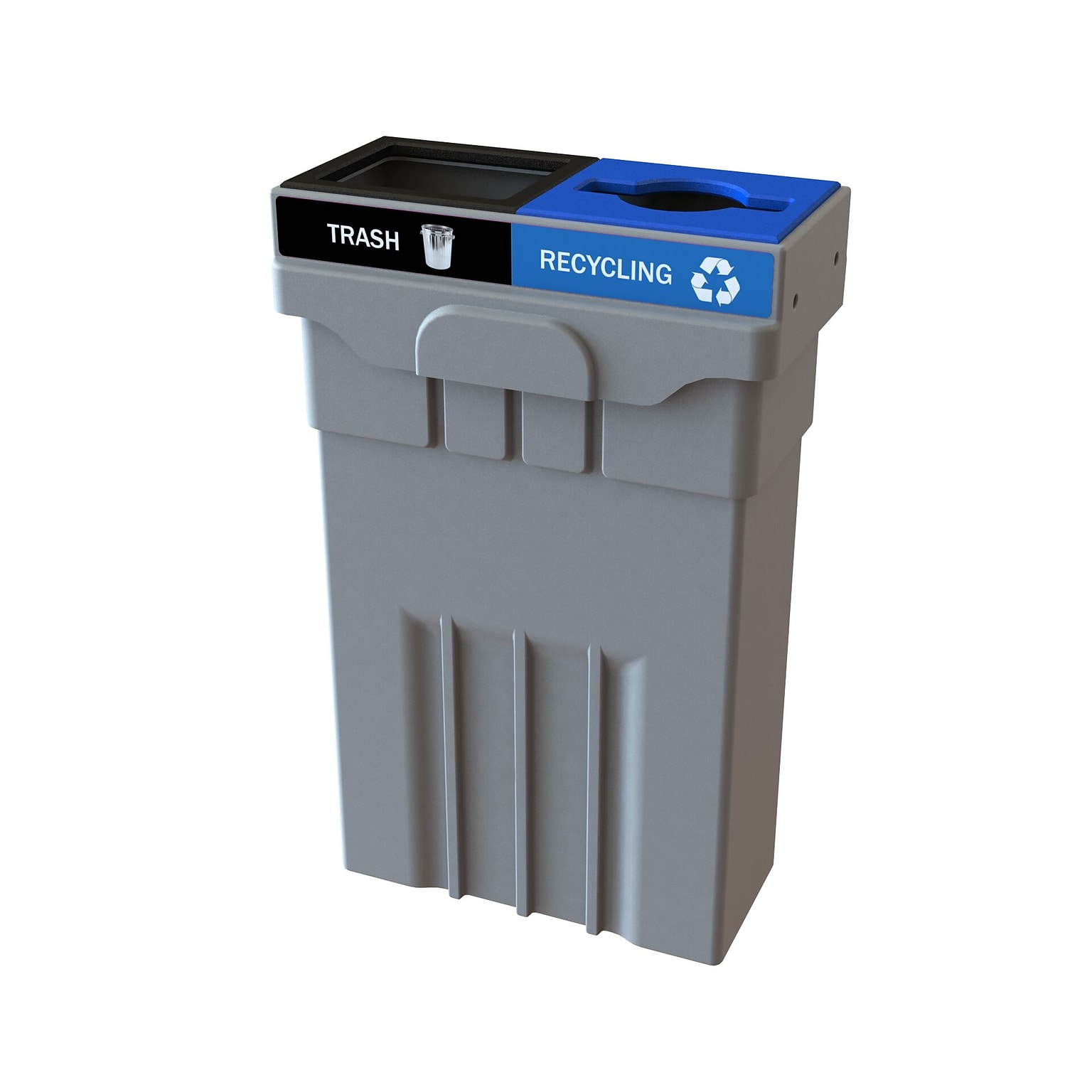 CleanRiver Transition HDPE Dual-Stream Recycling Station, 22 Gallon, Gray (TPM22-2)