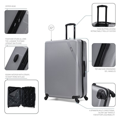 DUKAP Discovery 33.66" Hardside Suitcase, 4-Wheeled Spinner, TSA Checkpoint Friendly, Pink (DKDIS00XL-PNK)