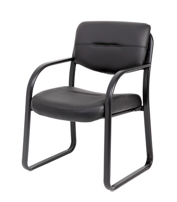 Boss Leather Sled Base Side Chair, Black (B9529)