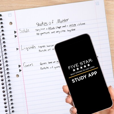 Five Star 5-Subject Subject Notebooks, 8" x 10.5", Wide Ruled, 200 Sheets, Each (51016)