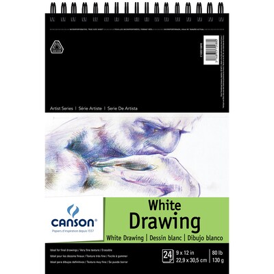 Canson Artist Series 9 x 12 Wire Bound Drawing Sketch Pad, 24 Sheets/Pad, 3/Bundle (MCXC100510890-