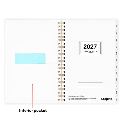 2027 Staples 5" x 8" Weekly & Monthly Planner, Ice Blue (ST63613-27)