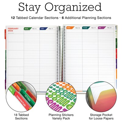 2025-2026 Global Printed Products Deluxe Tree Seasons 8.5" x 11" Academic Weekly & Monthly Planner, Plastic Cover