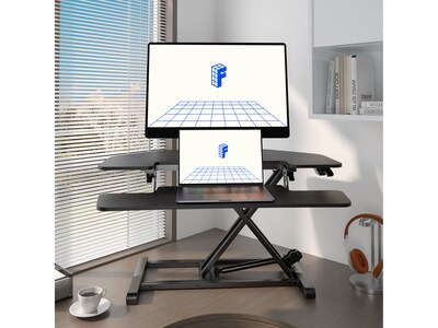 FlexiSpot M7 Series 36"W Manual Adjustable Standing Desk Converter, Black (M7-E-36C)