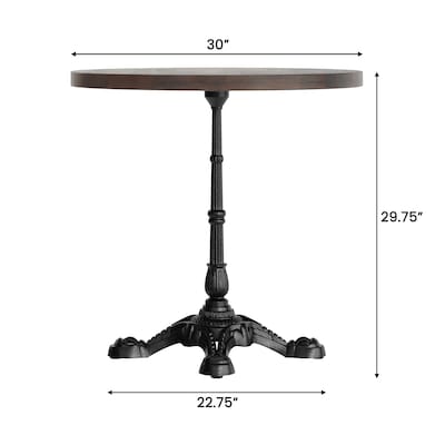 Flash Furniture Bennett 30" Round Wooden Commercial Indoor Table, Dark Brown Top/Black Base (GSFRD30DBST2222)