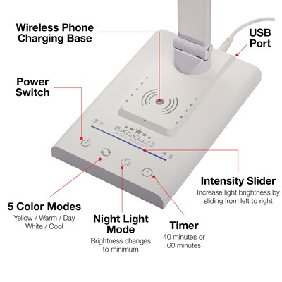 Excello Global Products Wellness Series LED Desk Lamp, 16, White (EGP-DL-10-WHT)