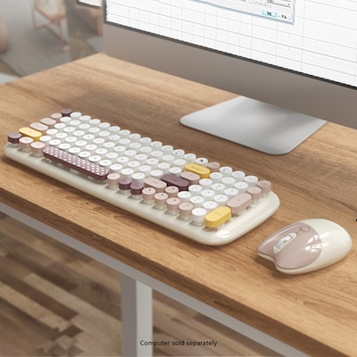 SaharaCase Wireless Ergonomic Keyboard and Laser Mouse Combo, Beige (KB16)