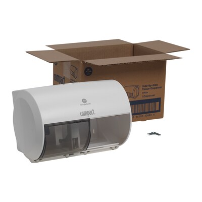 Georgia-Pacific Compact 2-Roll Side-by-Side Coreless Toilet Paper Dispenser, White (56797A)