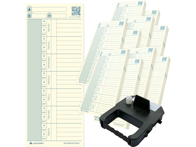 Acroprint Authentic Time Card with Ribbon for ES700/ES900 Time Clock, 500/Pack (01-0296-009)