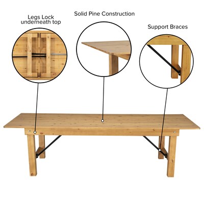 Flash Furniture HERCULES 108" Folding Farm Table, Light Natural (XAF108X40LN)