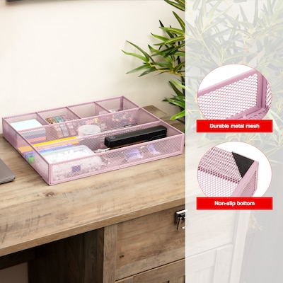 Staples 6-Compartment Metal Mesh Drawer Organizer, Dusty Pink (ST63845)