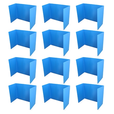 Flipside Premium 18" x 46.5" Study Carrel Panel, Blue, 12/Pack (19372-12)