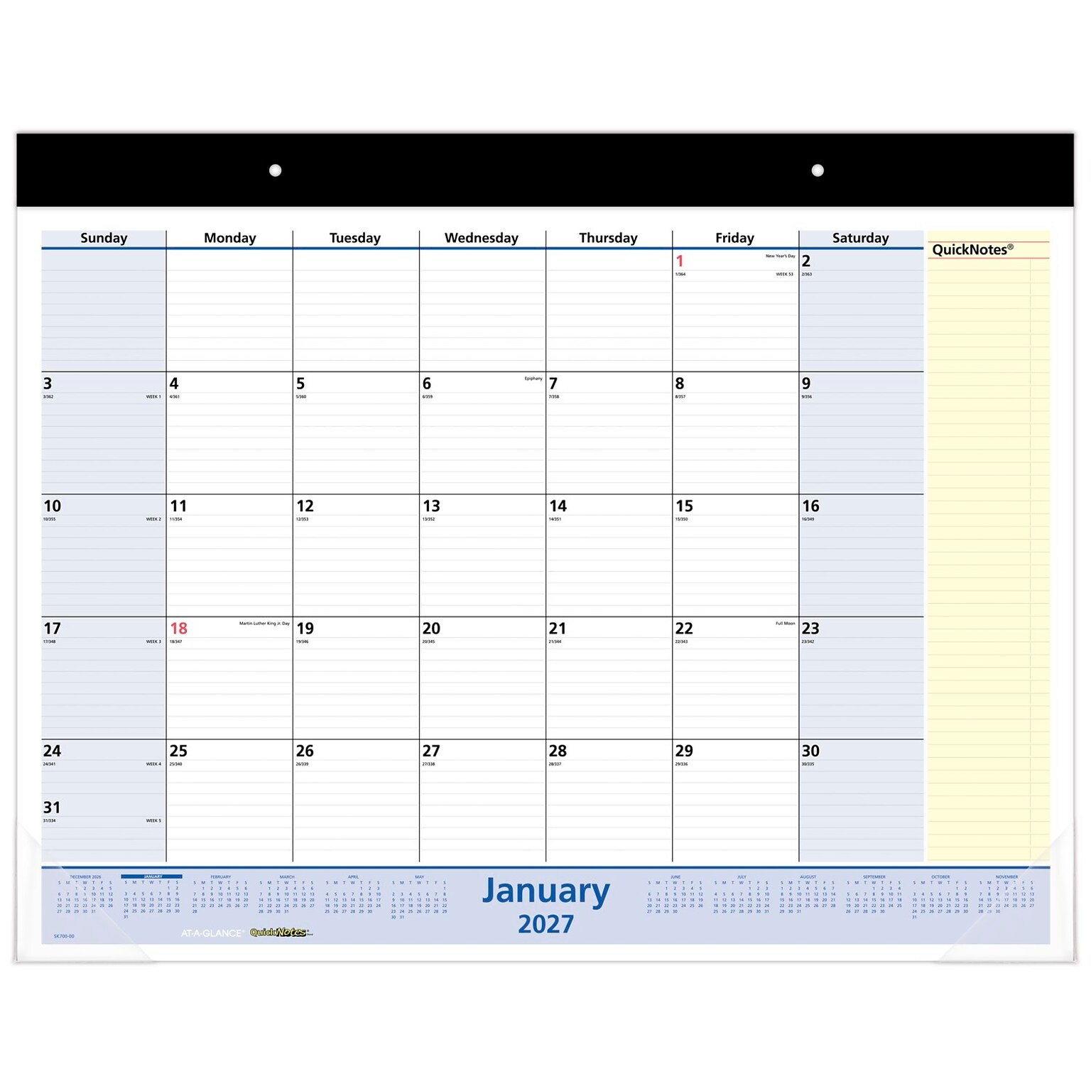 2027 AT-A-GLANCE QuickNotes 21.75 x 17 Monthly Desk Pad Calendar (SK700-00-27)