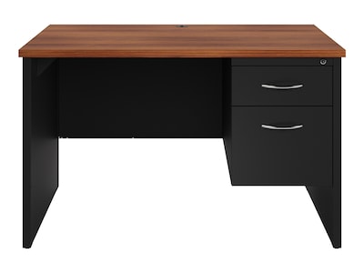 Hirsh 48W Single-Pedestal Desk, Black/Walnut (20539)