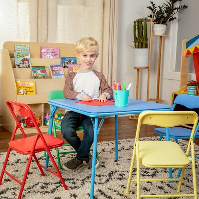 Flash Furniture Mindy Square Kids 5 Piece Folding Table and Chair Set, 24" x 24", Multicolored (JB9KID)