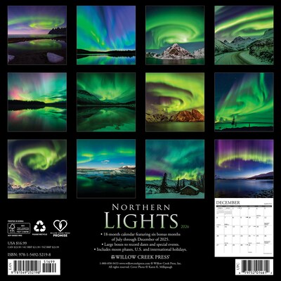 2026 Willow Creek Northern Lights 12 x 12 Monthly Wall Calendar (52198X)