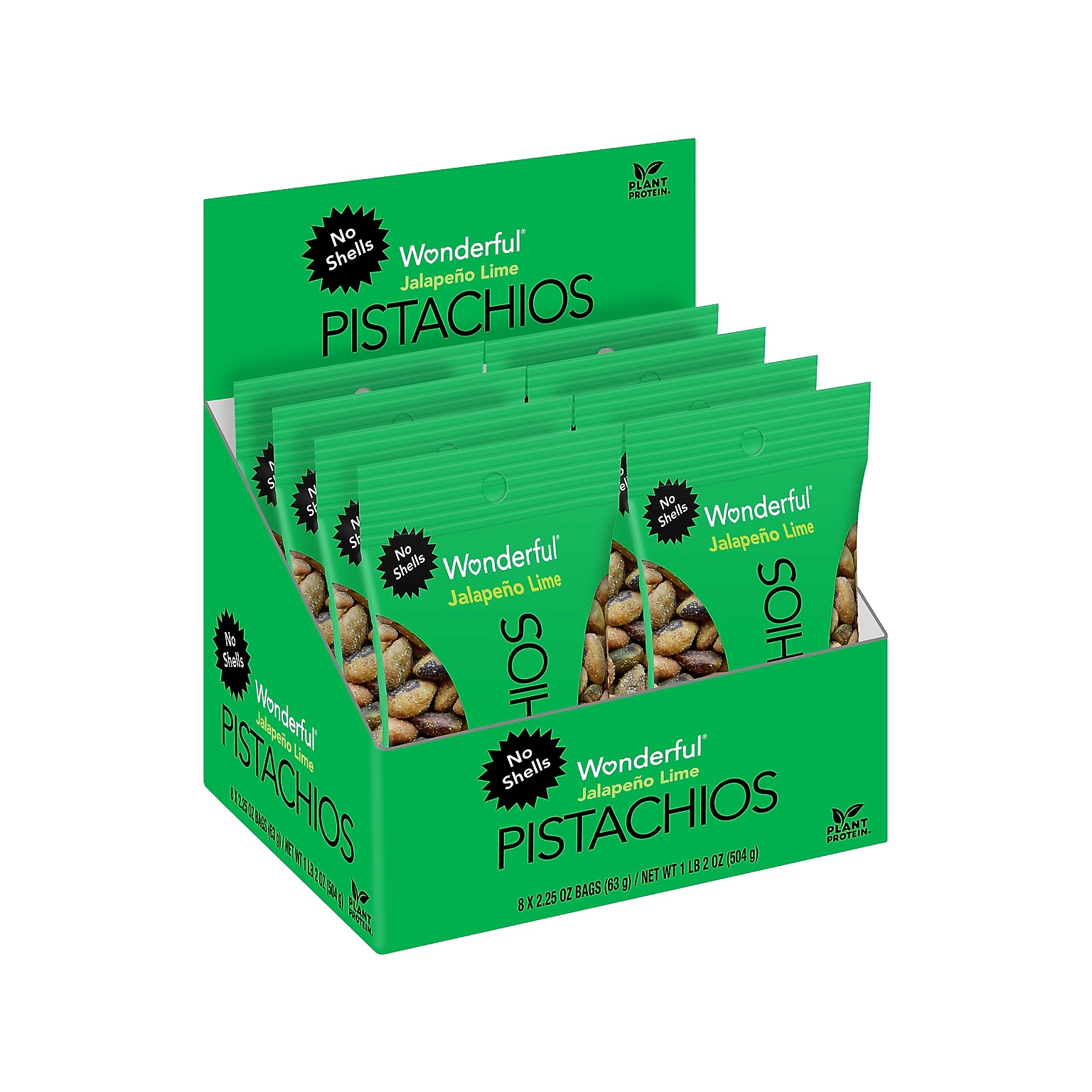 Wonderful Pistachios Salted Jalapeno Lime, 2.25 oz., 8 Bags/Box (JL0146A25M)