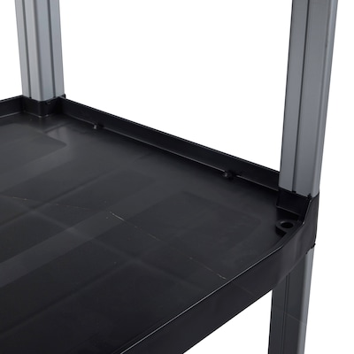 Luxor 3-Shelf Serving Cart with Swivel Wheels, Black/Aluminum (SC13-B)