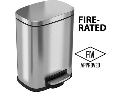 HLS Commercial Stainless Steel Trash Can with Hinged Lid, 1.32-Gallon, Silver (HLSS01RFR)