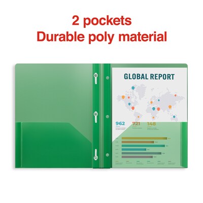 Staples® 2-Pocket Presentation Folder with Fasteners, Green (26388)