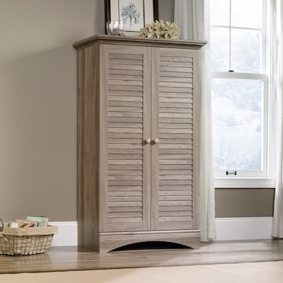 Sauder Harbor View 61"H Storage Cabinet with 5 Shelves, Salt Oak (416825)