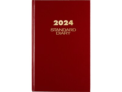 2024 AT-A-GLANCE Standard Diary 7.75" x 12" Daily Diary, Hardsided Cover, Red/Gold (SD376-13-24)